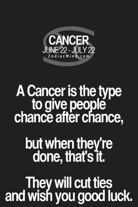 Astrology Sayings a cancer is the type to give people chance after